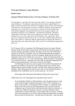 From super dictionary to super-dictionary David Crystal Inaugural