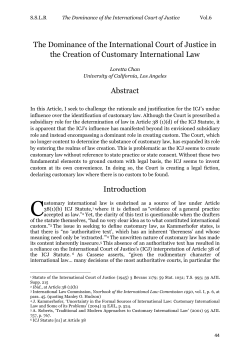 The Dominance of the International Court of Justice in the Creation