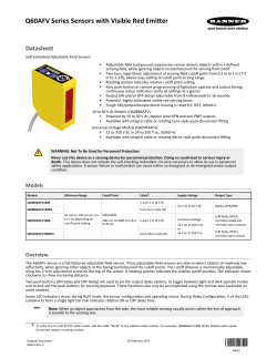 Q60AFV Series Sensors with Visible Red Emitter Datasheet