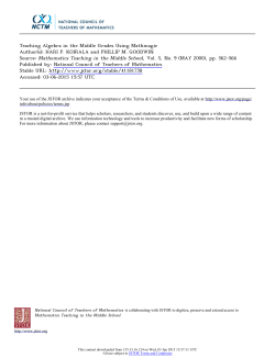 Teaching Algebra in the Middle Grades Using Mathmagic Author(s