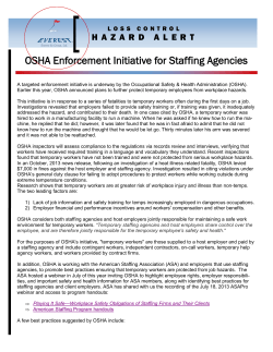 OSHA Enforcement Initiative for Staffing Agencies
