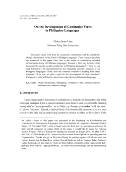On the Development of Comitative Verbs in Philippine Languages*