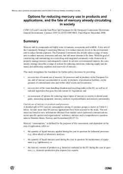 Options for reducing mercury use in products and applications, and