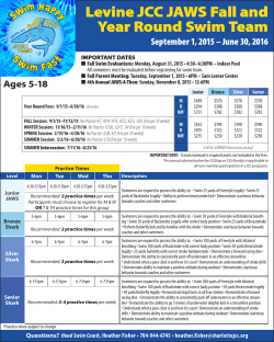 Levine JCC JAWS Fall and Year Round Swim Team