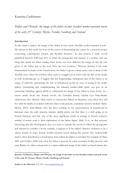 Katarina Carlshamre Helper and Obstacle: the image of the father in