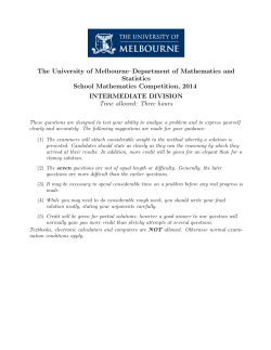 The University of Melbourne–Department of Mathematics and