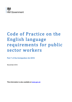 Code of Practice on the English language requirements for public