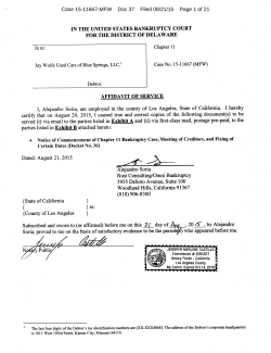 Case 15-11667-MFW Doc 37 Filed 08/21/15 Page 1 of 21