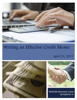 Writing an Effective Credit Memo - Community Bankers Association