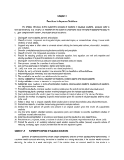 Chapter 4 Reactions in Aqueous Solutions Section 4.1 General