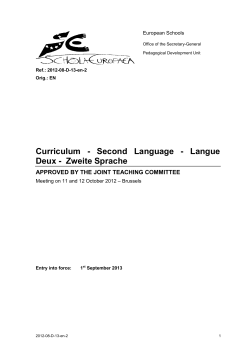 Curriculum - Second Language