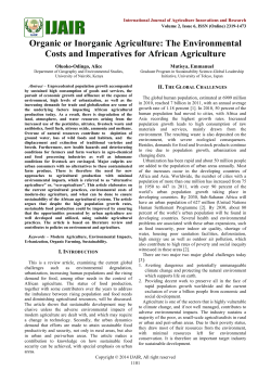 Organic or Inorganic Agriculture: The Environmental Costs and