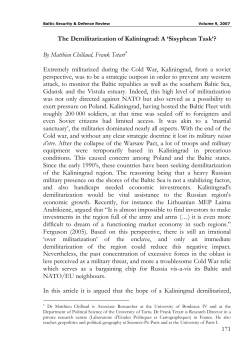 The Demilitarization of Kaliningrad