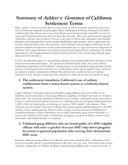 Summary of Ashker v. Governor of California Settlement