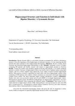 Hippocampal Structure and Function in Individuals with Bipolar