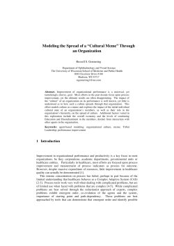 Modeling the Spread of a &ldquo;Cultural Meme&rdquo;