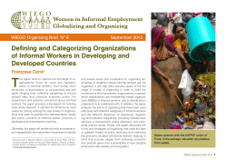 Defining and Categorizing Organizations of Informal Workers