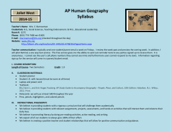 AP Human Geography Syllabus - Joliet Township High School