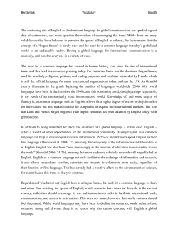 Benchmark Vocabulary Band 5 The continuing rise of English as the
