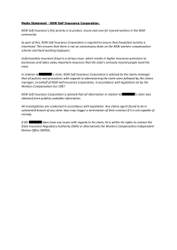 NSW Self Insurance Corporation Media Statement