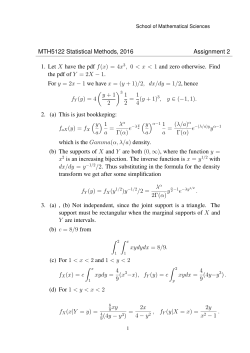 MTH5122 Statistical Methods, 2016 Assignment 2 1. Let X have the