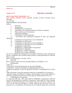 TITLE 14 Chapter 14:11 PREVIOUS CHAPTER IRON AND STEEL