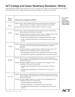 ACT College and Career Readiness Standards&mdash;Writing