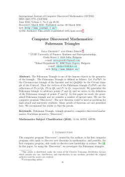 Fuhrmann Triangles - International Journal of Computer Discovered