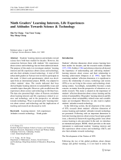 Ninth Graders` Learning Interests, Life Experiences and Attitudes
