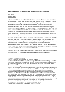 OBESITY AS A DISABILITY: THE IMPLICATIONS OR NON