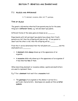 SECTION 7: GENETICS AND INH ER ITANCE