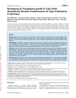 Serotyping of Toxoplasma gondii in Cats (Felis domesticus) Reveals
