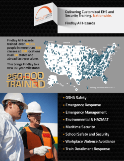 • OSHA Safety • Emergency Response • Emergency Management