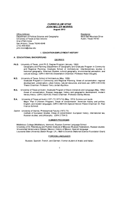 curriculum vitae john miller morris - utsa