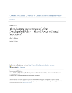 The Changing Environment of Urban Development Policy&mdash;Shared