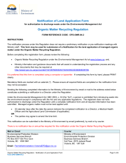 Notification of Land Application Form Organic Matter Recycling
