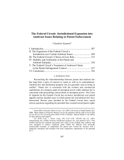 The Federal Circuit: Jurisdictional Expansion Into Antitrust Issues