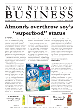 Almonds overthrow soy`s “superfood” status