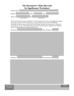 The Document`s Main Idea and Its Significance Worksheet
