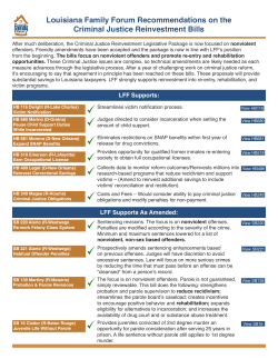 Louisiana Family Forum Recommendations on the Criminal Justice