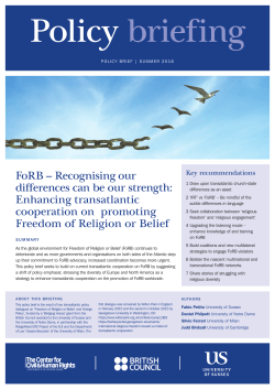 FoRB &ndash; Recognising our differences can be our strength: Enhancing