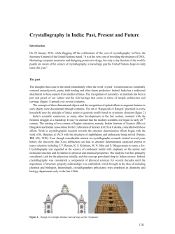 Crystallography in India: Past, Present and Future - IUCR