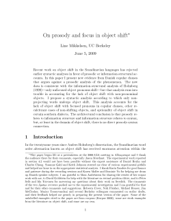 On prosody and focus in object shift&pound; 1 Introduction