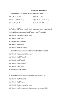Arithmetic Sequences 1 1. Find a formula for the nth term of these