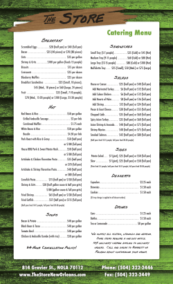 Catering Menu - The Store &ndash; New Orleans