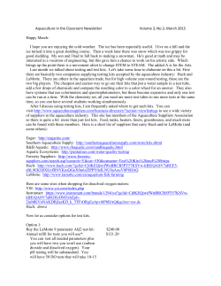 Aquaculture in the Classroom Newsletter Volume 3, No.3, March