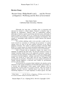 Review Essay Review Essay: Philip Booth`s (ed.) . . .and the Pursuit