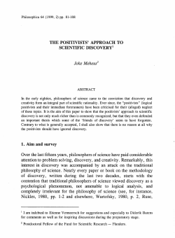 The Positivists` Approach to Scientific Discovery.