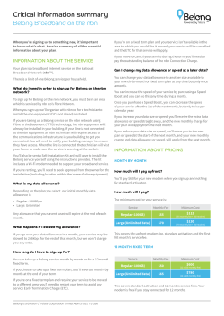 Critical information summary