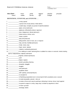 Homework 1C-Definitions, Synonyms, Antonyms